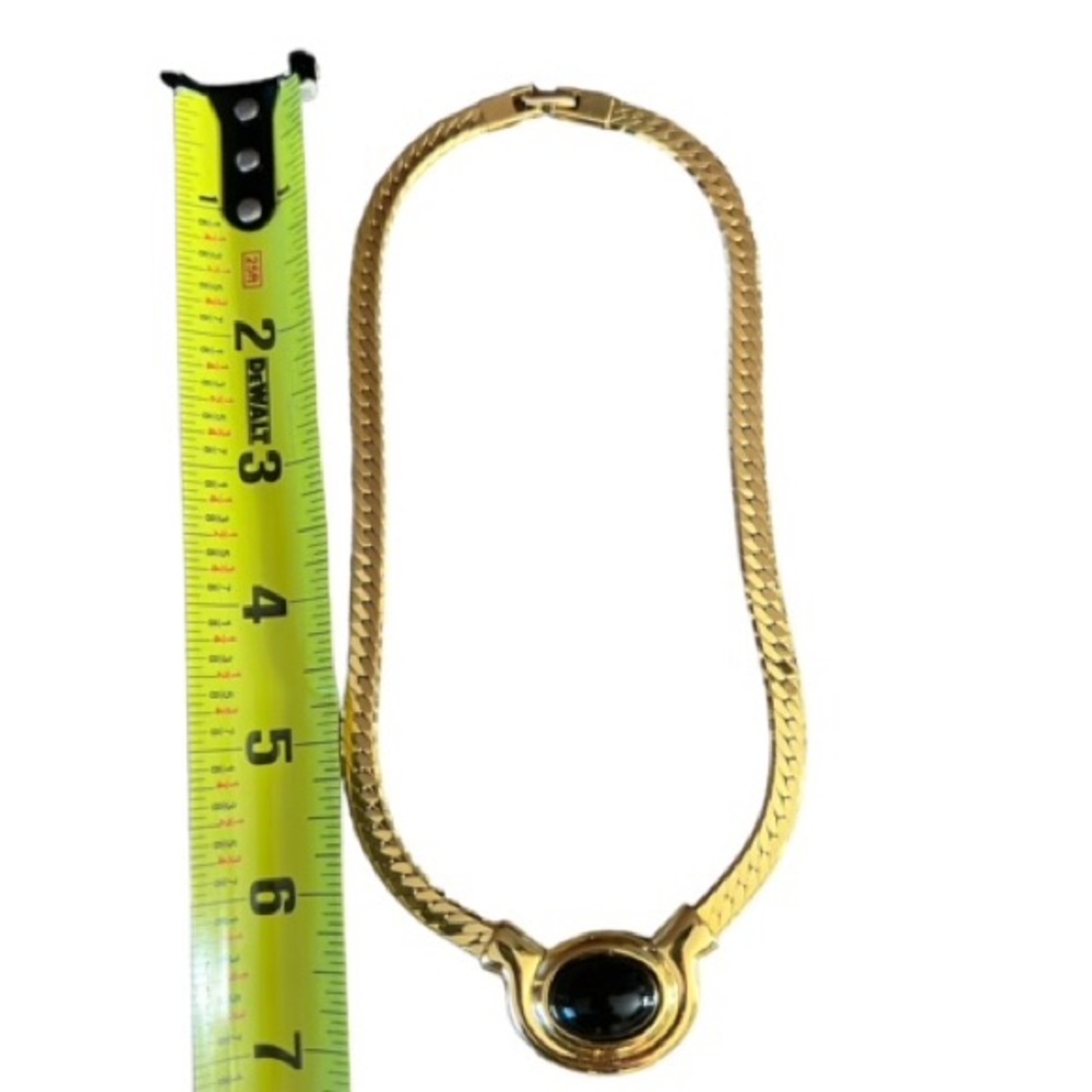 Vintage Napier Oval Black Gold Pendant Necklace - Picture 3 of 6